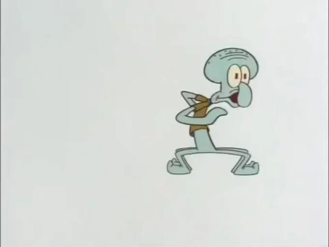 Squidward Tentacles — Squidward in a defensive karate-like stance looking angry