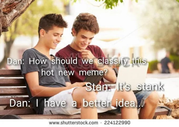 Elon Musk with pixelated deal with it sunglasses and 'STANK MEMES' text