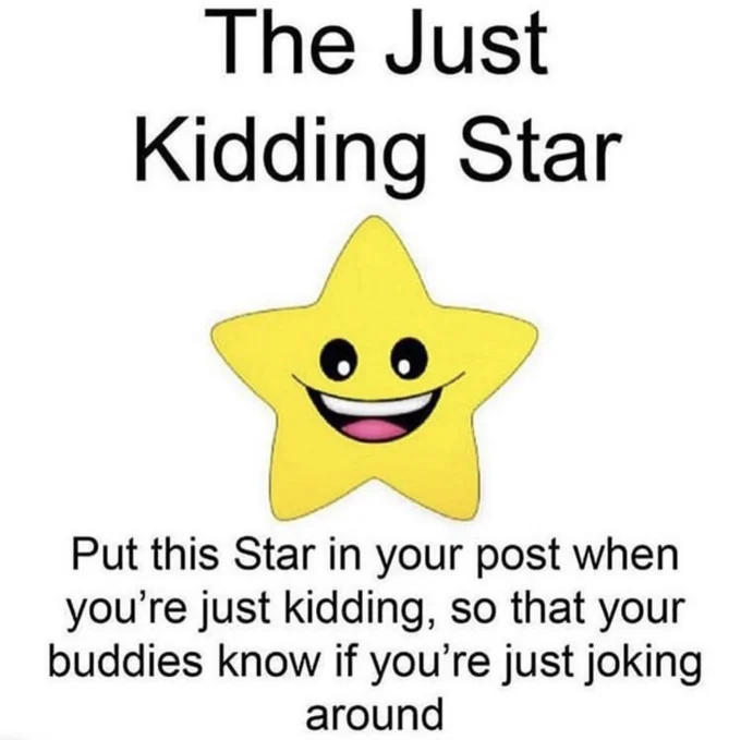 Star Posting — Square version of the Just Kidding Star template with yellow smiling star