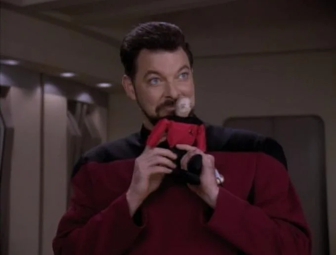 Commander Riker from Star Trek TNG in red uniform