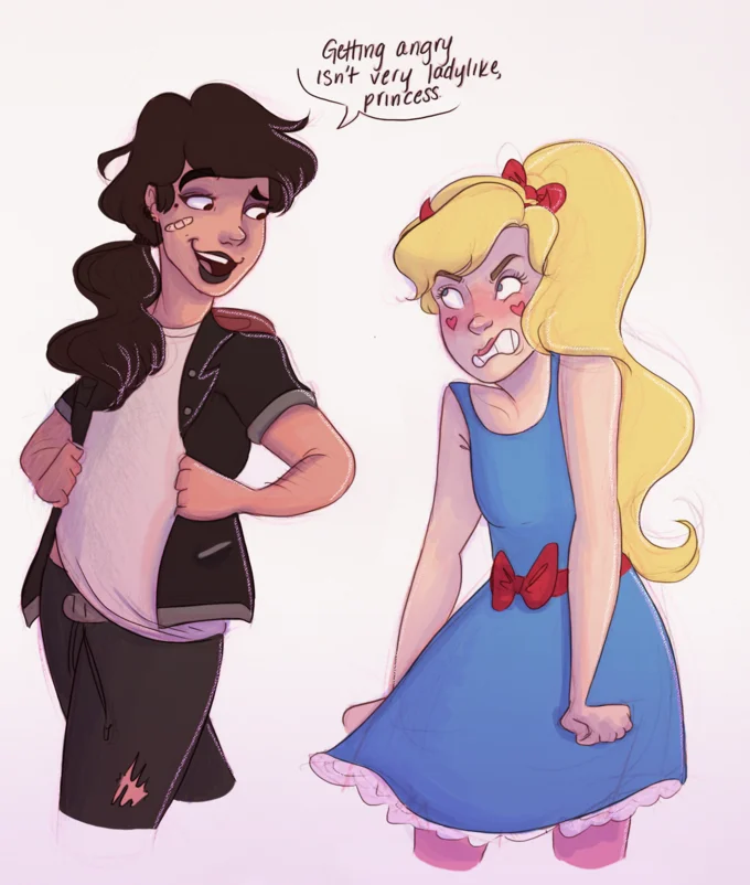 Star vs. the Forces of Evil — Fan art of Janna teasing an angry Star Butterfly with a speech bubble