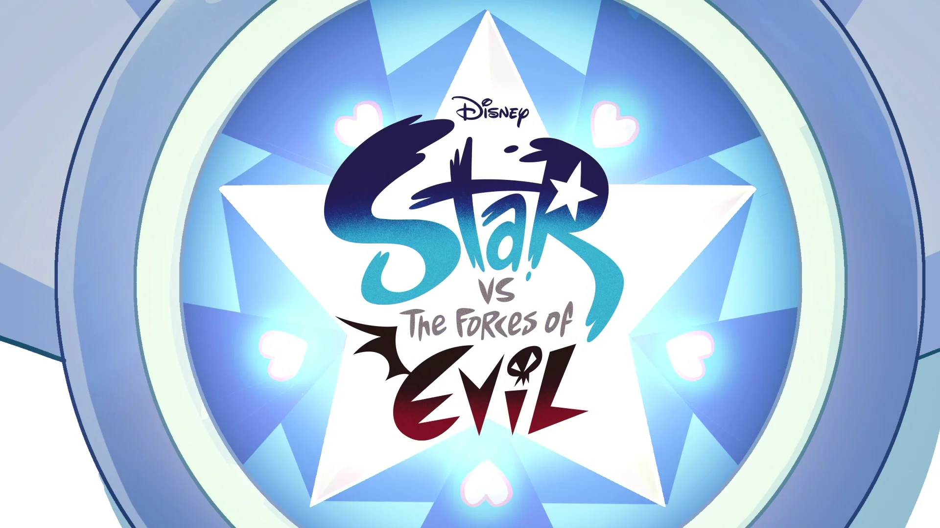 Disney Star vs. the Forces of Evil animated series title logo on a blue star background