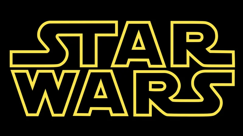 Star Wars logo in yellow text on black background