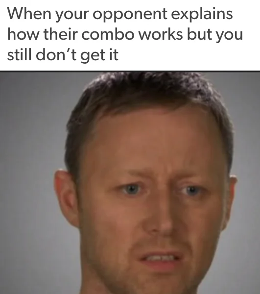 Steel Is Heavier Than Feathers — Limmy's puzzled face captioned with text about not understanding a fighting-game combo explanation