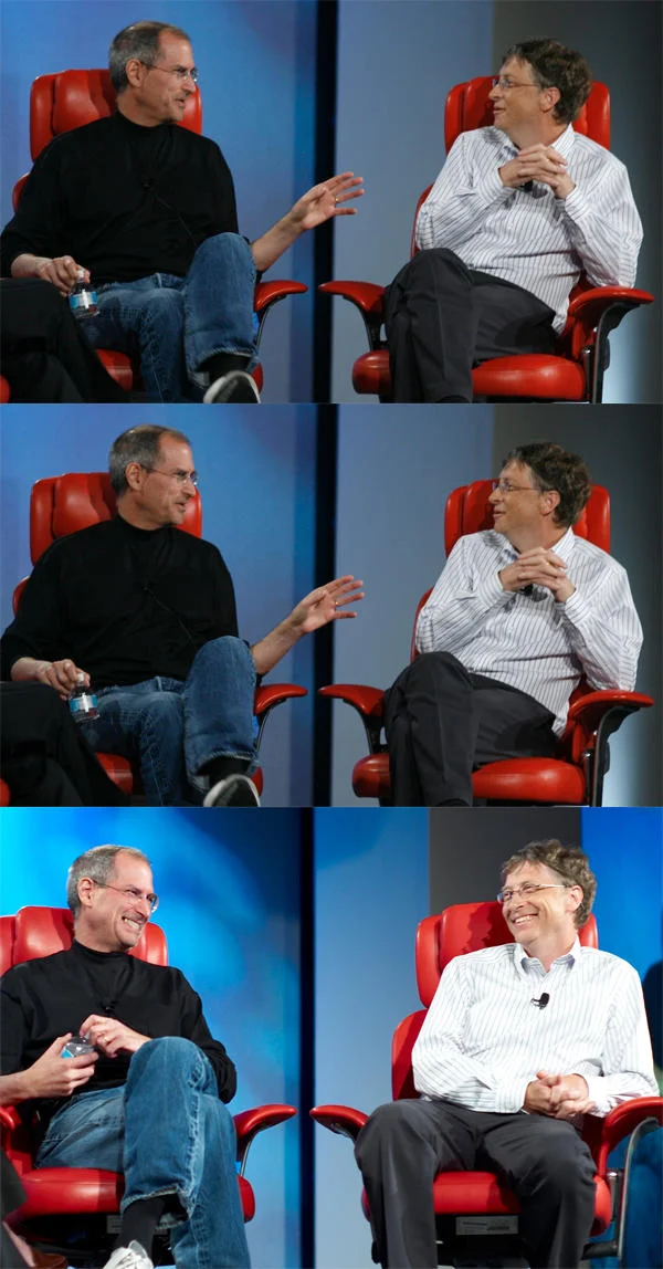 Steve Jobs vs. Bill Gates — Three-panel blank Steve Jobs vs Bill Gates exploitable comic template