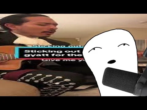 TikTok meme compilation with 'sticking out your gyat' text and animated reaction face overlay.
