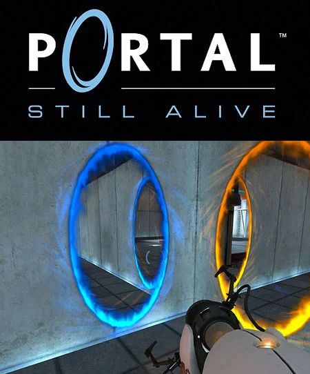 Still Alive (Portal End Theme) — Portal Still Alive game cover art with portals and portal gun