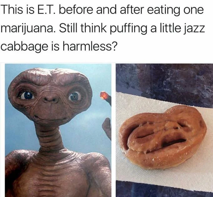 Still Think Its Harmless — E.T. the Extra-Terrestrial in original alien form and extreme distorted state.