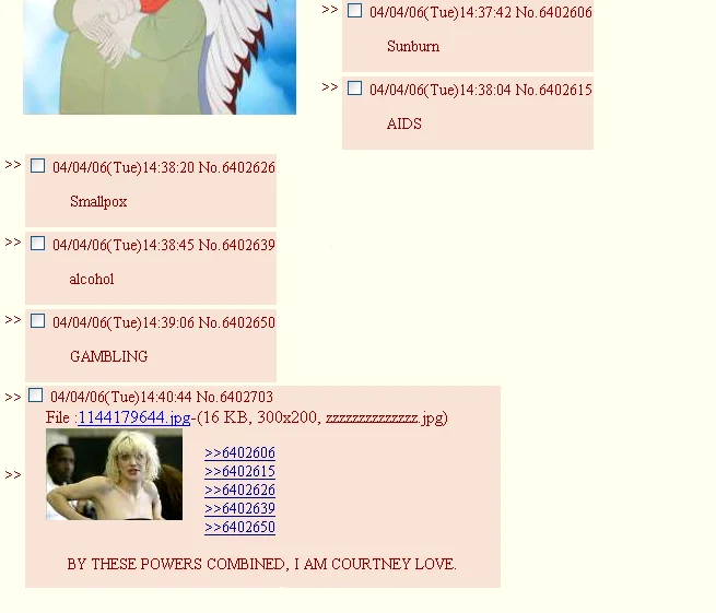 Summoning Captain Planet — 4chan thread summoning Courtney Love with combined powers of vices
