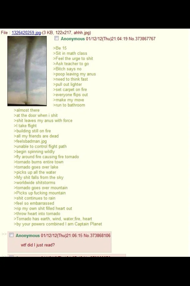 Summoning Captain Planet — 4chan greentext ending with by your powers combined I am Captain Planet