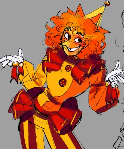 Sundrop Moondrop Fnaf — Humanoid clown-style fan art of Sundrop