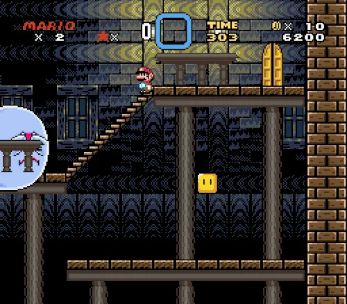 Super Mario World ghost house gameplay GIF