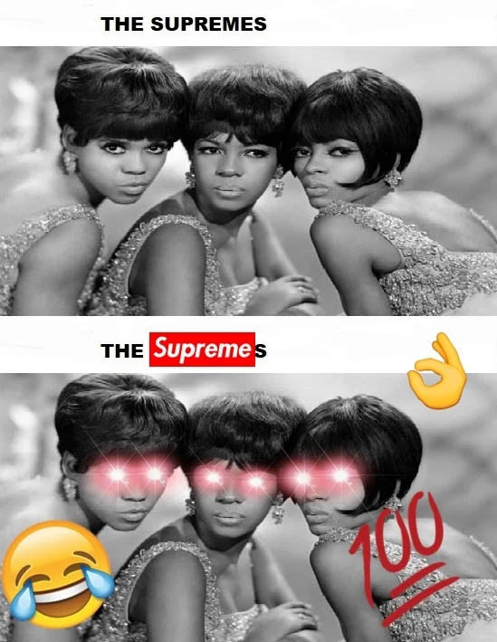 Long tier meme of people wearing branded logos from Supreme to Fisher Price