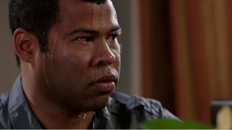 Sweating Jordan Peele — Man sweating profusely with anxious expression from Key & Peele sketch
