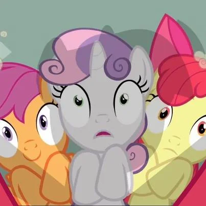 Sweet Apple Massacre (My Little Pony Fanfiction) — The Cutie Mark Crusaders looking scared in a scene from My Little Pony.
