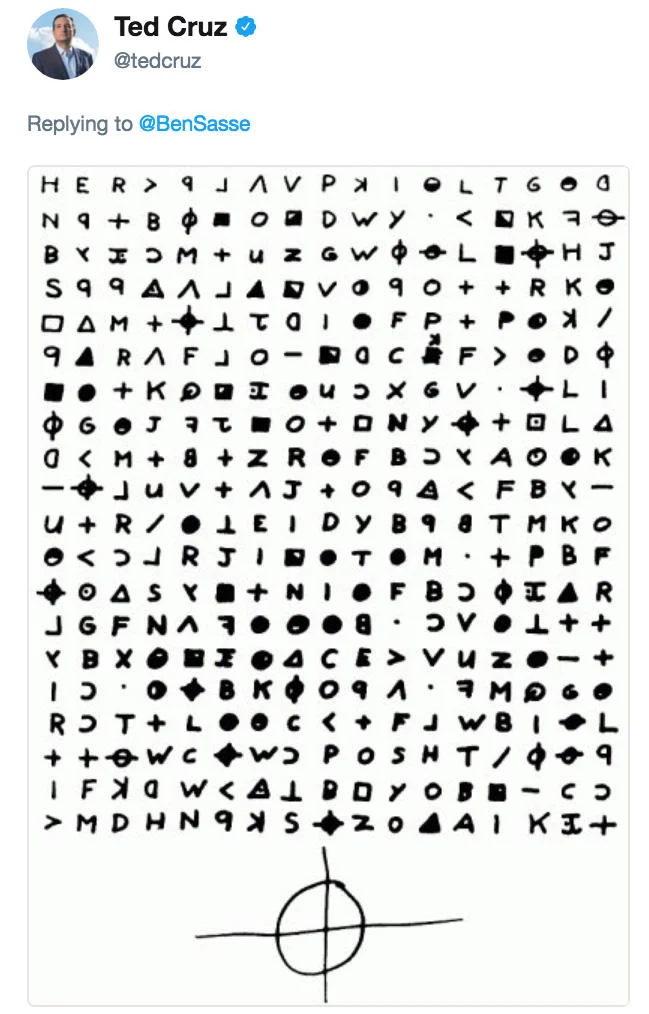 Ted Cruz Zodiac Killer — Ben Sasse tweet joking about wearing a Lee Harvey Oswald Was Framed t-shirt in reply to a Ted Cruz JFK joke