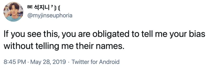 Tell Me Without Telling Me — Twitter post asking followers to reveal bias without telling names