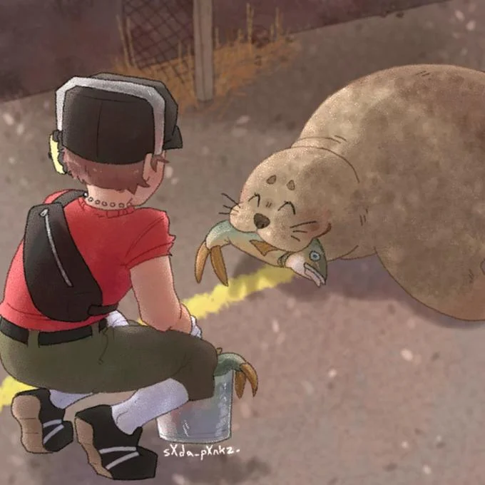 TF2 Seal — Two-doors meme crowd choosing TF2 with the Selbyen seal over Overwatch 2