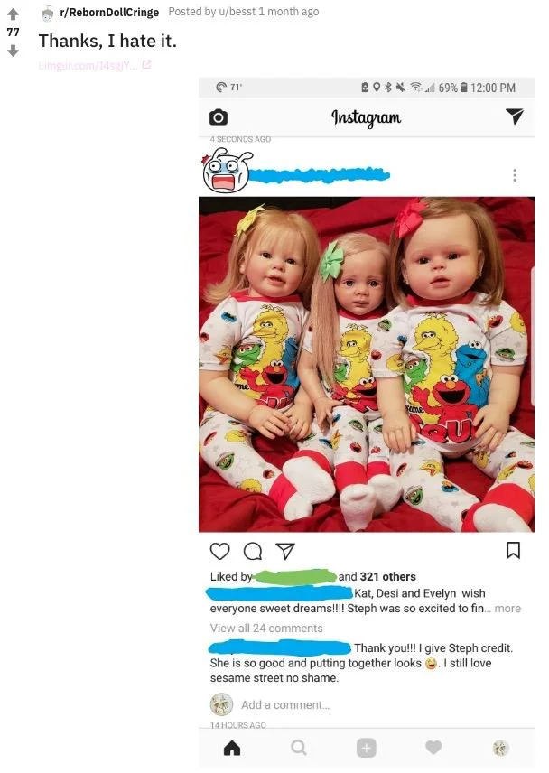 Thanks I Hate It — Instagram post with toddlers in mismatched character outfits.