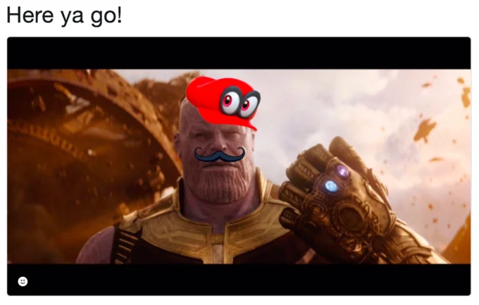 Thanos Edits — Thanos edited to wear Cappy from Super Mario Odyssey and a blue Mario-style mustache