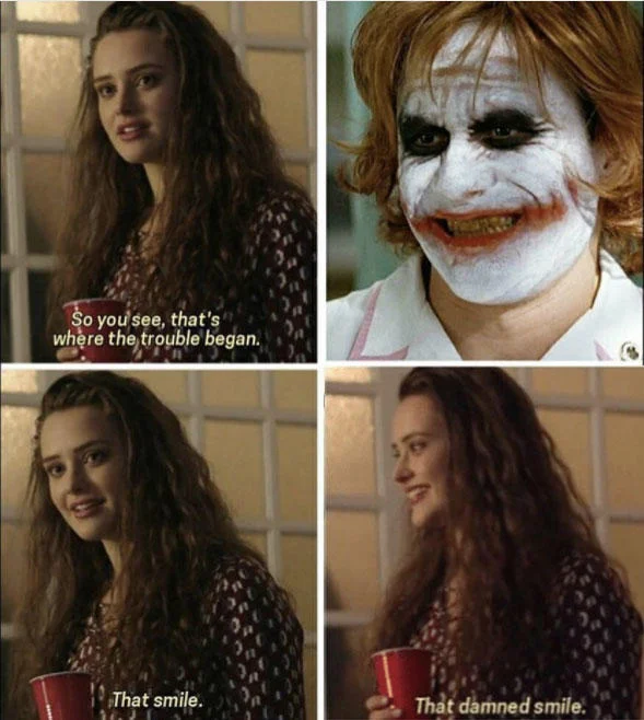 That Damn Smile meme with Joker clown character