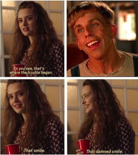 That Damn Smile meme featuring a wide-grinning man