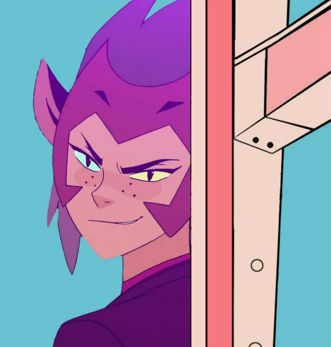 That Fucking Cat — Catra from She-Ra peeking around a wooden fence in Tom's pose against a teal background