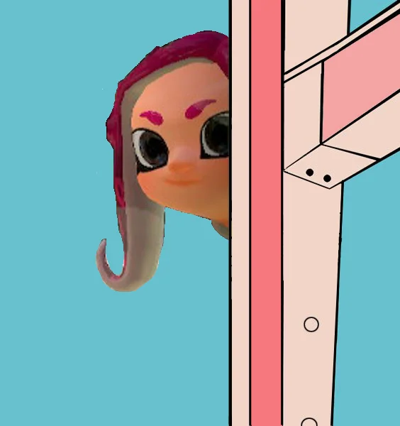 That Fucking Cat — Splatoon Octoling with pink tentacles peeking around the Tom meme fence
