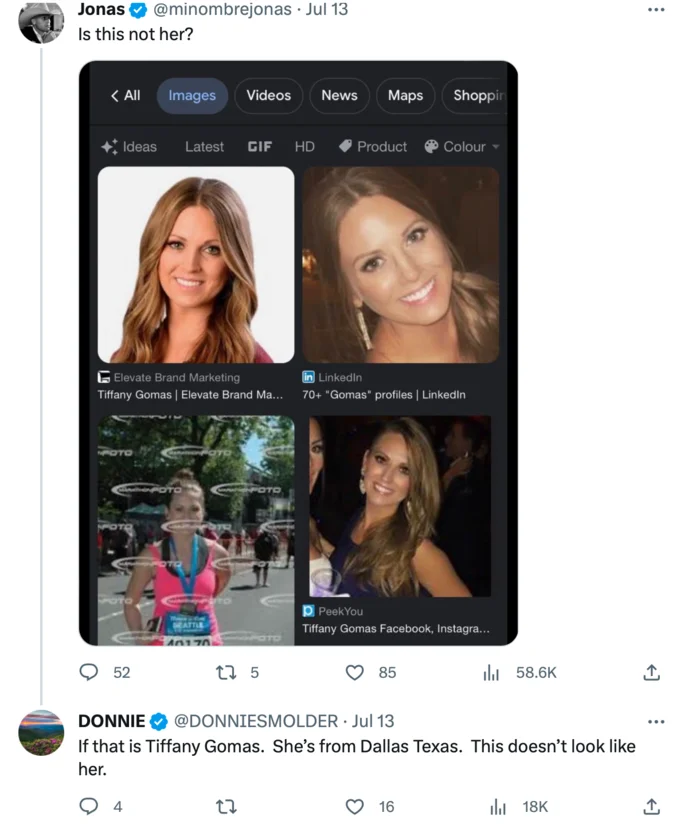 That Motherfucker Is Not Real Plane Woman Tiffany Gomas — Twitter thread comparing Google image results while trying to identify the plane lady as Tiffany Gomas