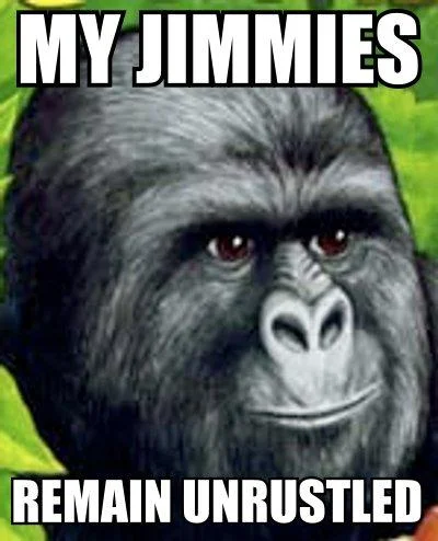 That Really Rustled My Jimmies — Gorilla Munch cereal gorilla with caption 'My jimmies remain unrustled.'