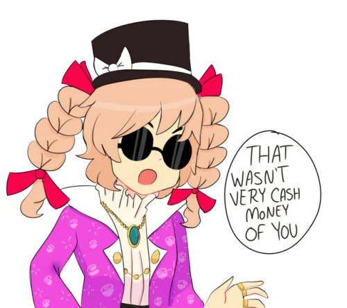 Cartoon character in top hat and sunglasses saying 'That wasn't very cash money of you'