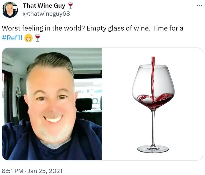 That Wine Guy tweet about refilling an empty wine glass