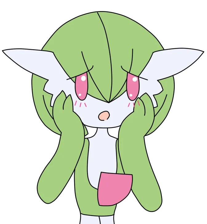 That's Forbidden Love — Pokemon Gardevoir with hands on cheeks and a blushing surprised face
