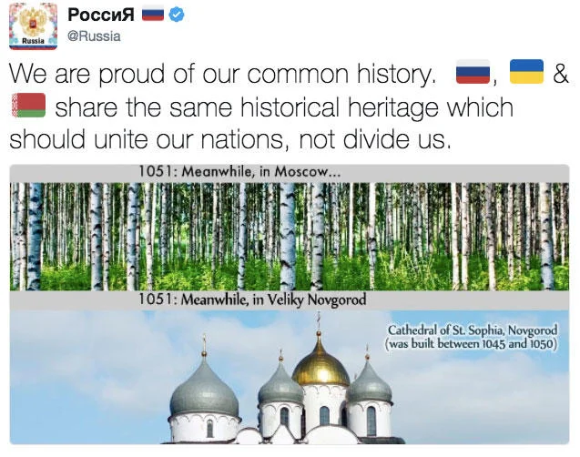 That's What We Wanted You To Think — Russia Twitter reply tweet showing Cathedral of St. Sophia in Novgorod