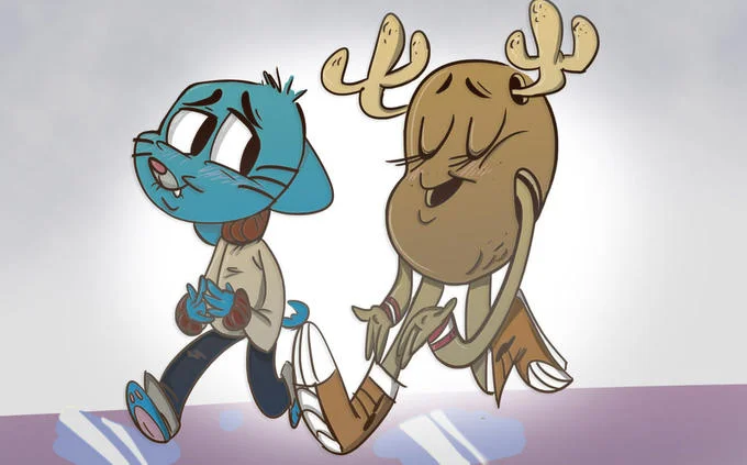 The Amazing World Of Gumball — Fan art of Gumball holding hands with Penny in her antlered form
