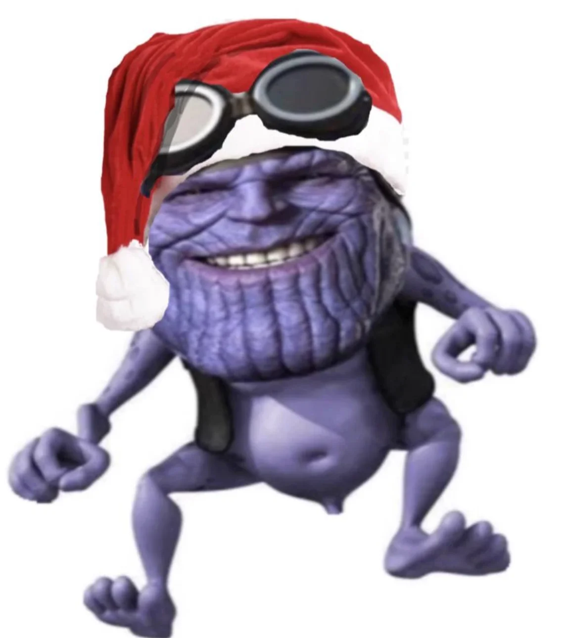 The Annoying Thing — Crazy Frog body with Thanos face wearing Santa hat