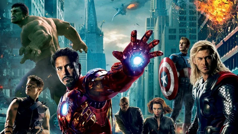 The Avengers 2012 movie poster with Iron Man, Thor, Captain America, Hulk, Black Widow, Hawkeye and Nick Fury