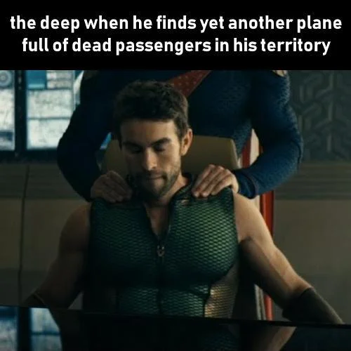 The Deep and Homelander meme about dead plane passengers from The Boys