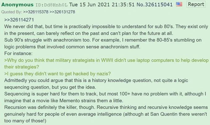 The Breakfast Question — 4chan post about sub-90 IQ people and understanding of time and anachronism
