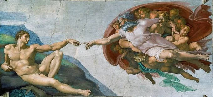 The Creation Of Adam Parodies — Original Michelangelo Creation of Adam fresco from Sistine Chapel ceiling.