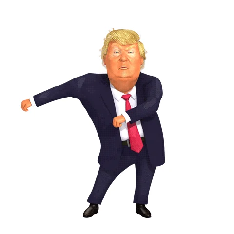 Animated 3D cartoon of Donald Trump doing the Floss dance