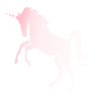 The Invisible Pink Unicorn — A clean, solid-pink silhouette of a rearing unicorn set against a stark black background with a small red accent.