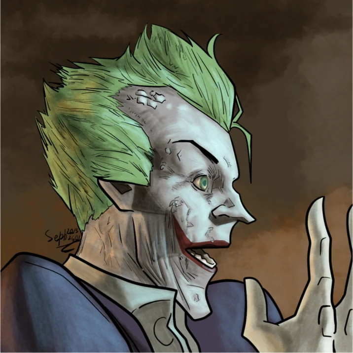 The Jonkler — Jonkler character fan art with green hair and pale makeup in formal attire