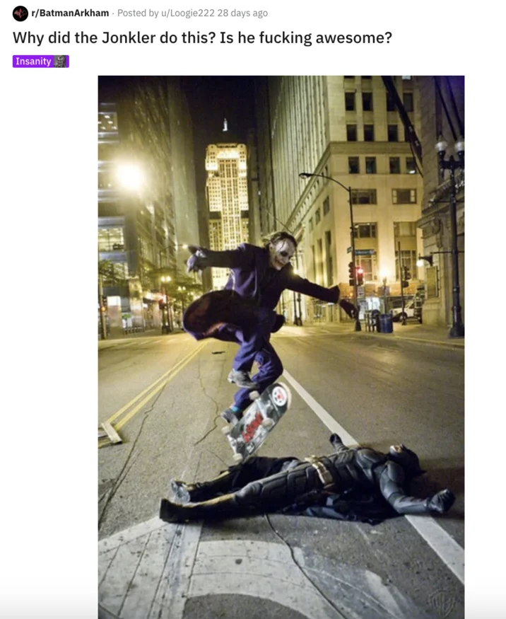 The Jonkler — Reddit post asking about Jonkler character in Batman community