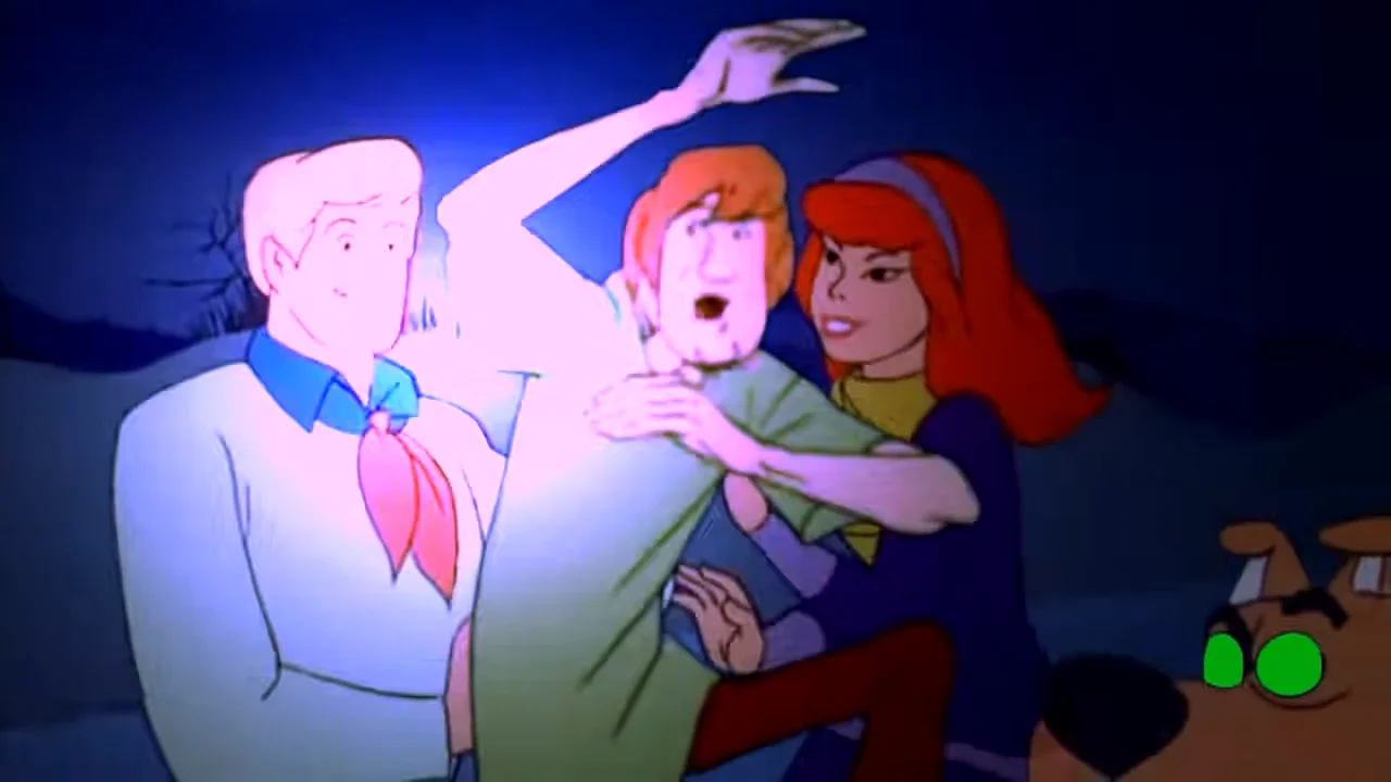 The Misadventures of Skooks — Scooby-Doo characters Fred, Daphne, Shaggy head and Scooby in surreal YTP scene