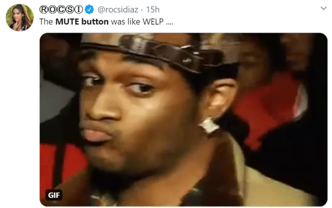 The Mute Button 2020 Presidential Debate — A tweet with a dark blurry video showing TikTok comments about someone meditating or dead.
