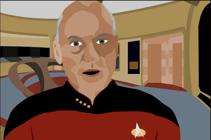 The Picard Song — Vector cartoon illustration of Captain Picard on the Enterprise bridge