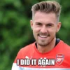 The Ramsey Effect — A close-up photo of Aaron Ramsey grinning at the camera with bold white text reading 'I DID IT AGAIN.'