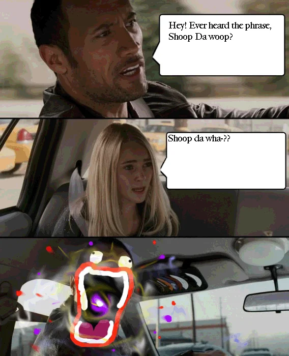 The Rock Driving — Animated Rock Driving meme GIF ending with a Shoop Da Woop face.