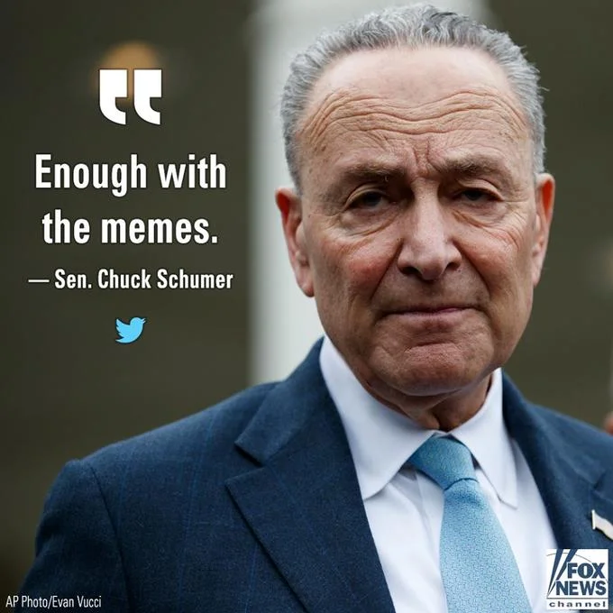 The Wall Is Coming — Chuck Schumer tweet responding to Trump's wall memes